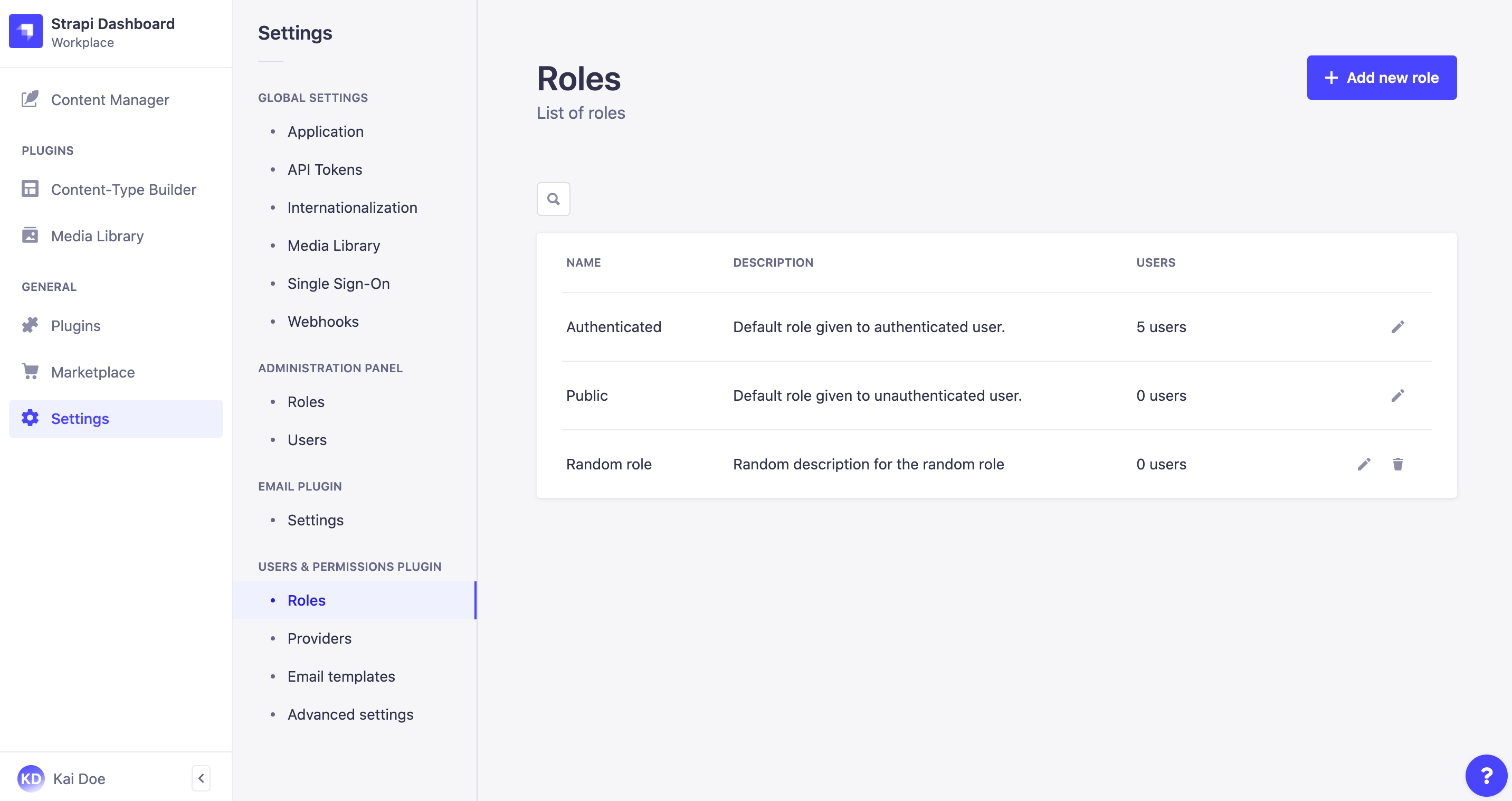 End-users roles interface