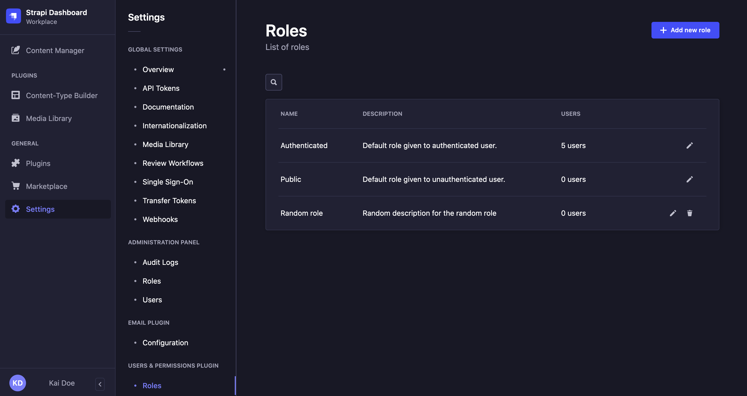 End-users roles interface