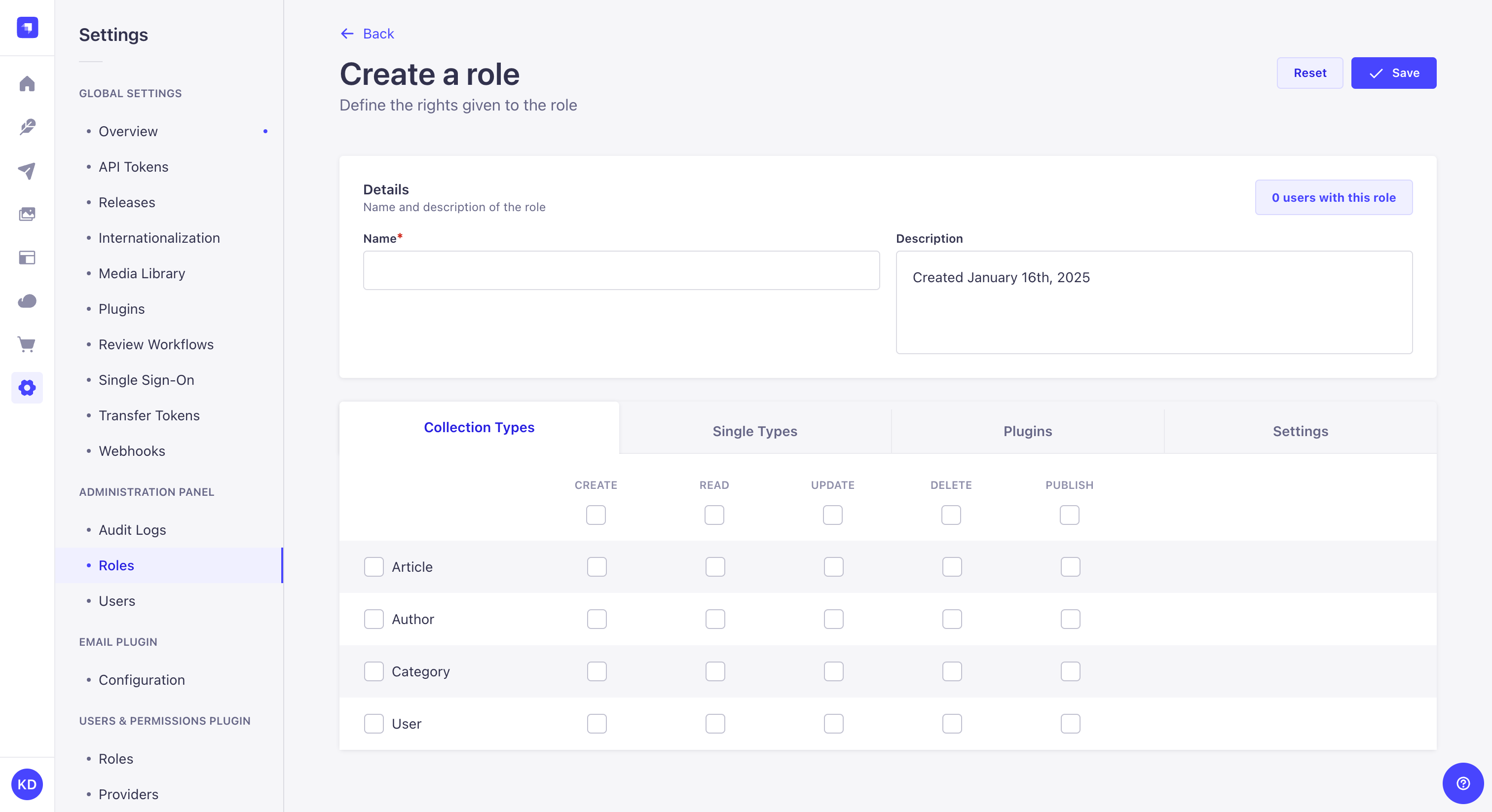 New role with RBAC