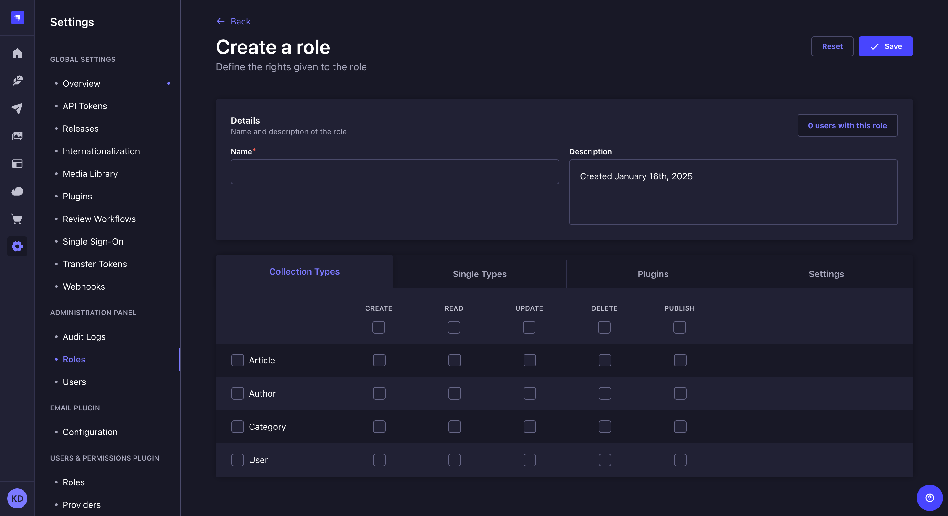 New role with RBAC